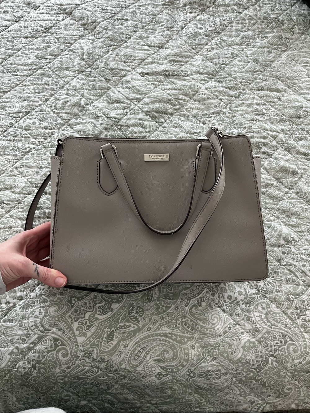 kate spade taupe Saffiano Leather Crossbody Bag